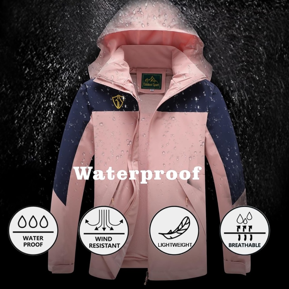 GIISAM Lightweight Rain Jacket for Women, Windbreaker with Hood - Picture 2 of 8